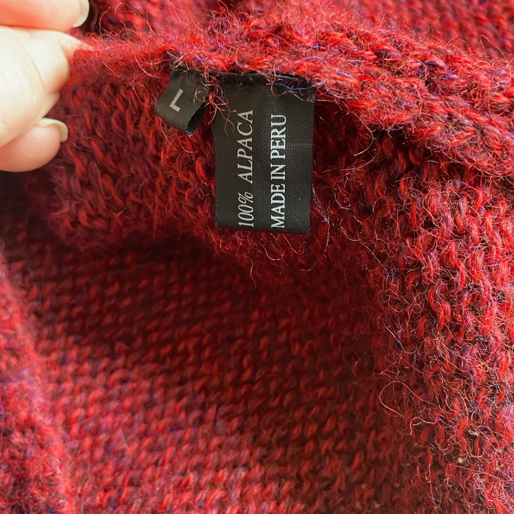 100% Alpaca Burgundy Drape Front Cardigan size L - Picture 5 of 6